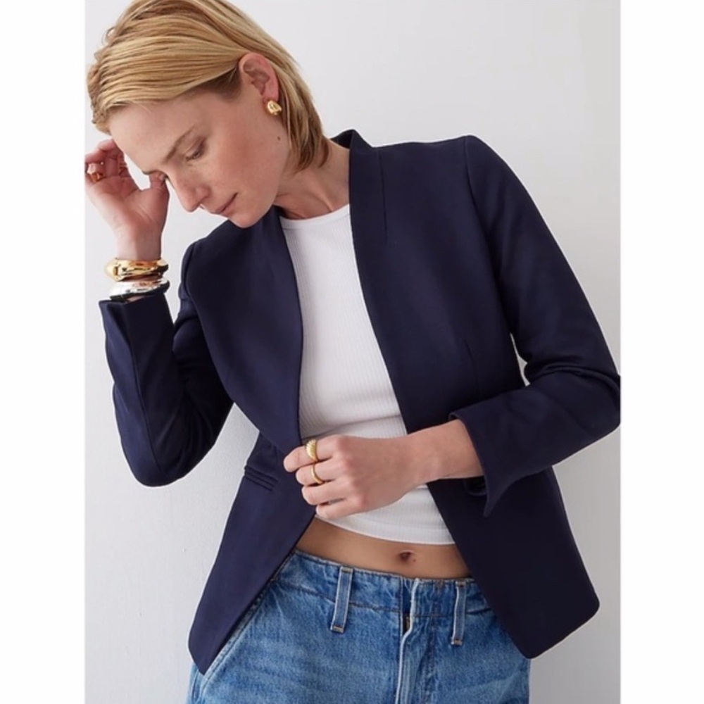 J. Crew 365 “Going Out” Slim Fit Open Front Blue Blazer